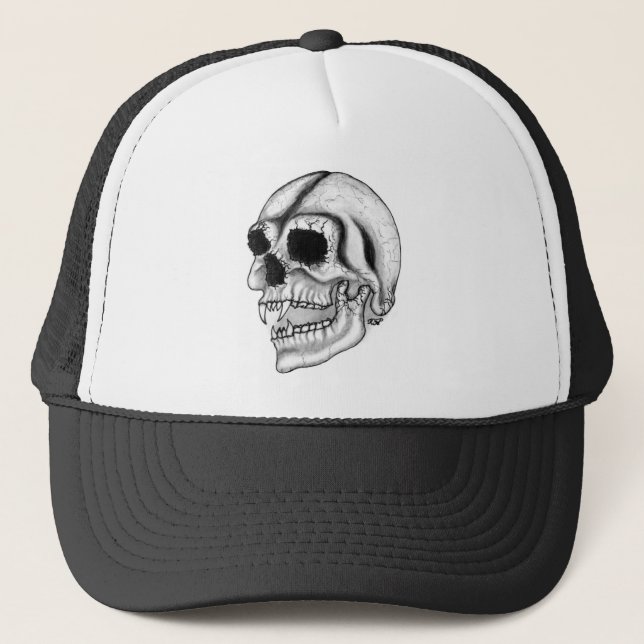 Boné Design branco e preto do crânio do vampiro (Frente)