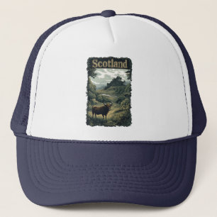 Boné Design da Escócia: Highland Cow, Castle e Scenery