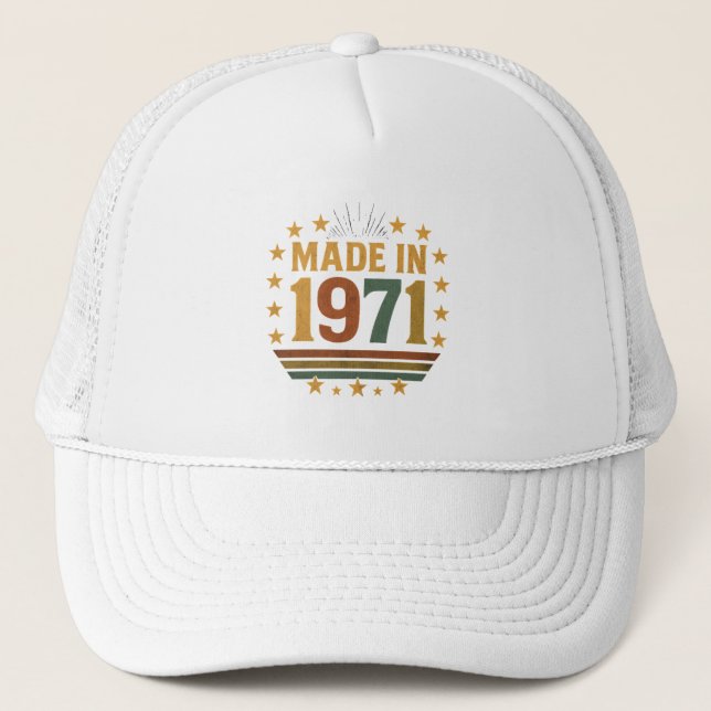 Boné Design de Aniversário "Feito em 1971" Vintage (Frente)