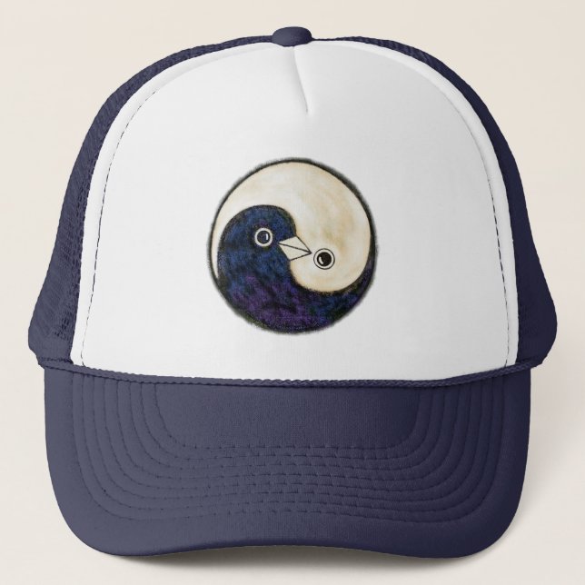 Boné Design de baseball Yin Yang com pombas (Frente)