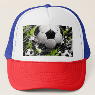 Boné design de bola de futebol com tampa de cor vermelh