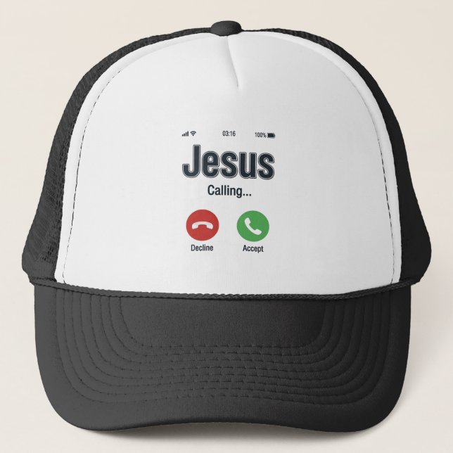 Boné Design de Camiseta Cristã Jesus Chamando Tela de T (Frente)