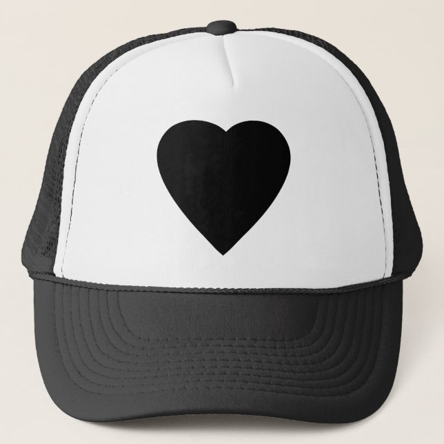 Boné Design de Coração de Amor Negro e Branco. (Frente)