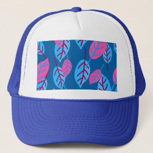 Boné Design de folhas cor-de-rosa e azul
