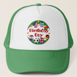 Boné Design de Futebol do Birthday Boy ~ Hat