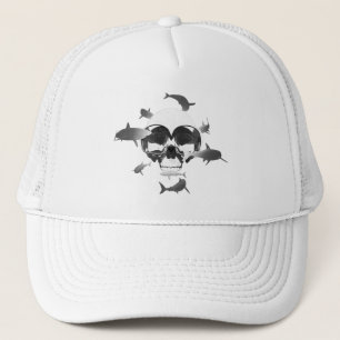 Boné Design de Gráfico de Tubarões e Caveira de Mergulh