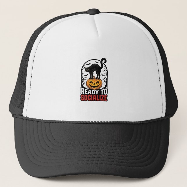 Boné Design de Humor de Gato Assustador de Halloween So (Frente)