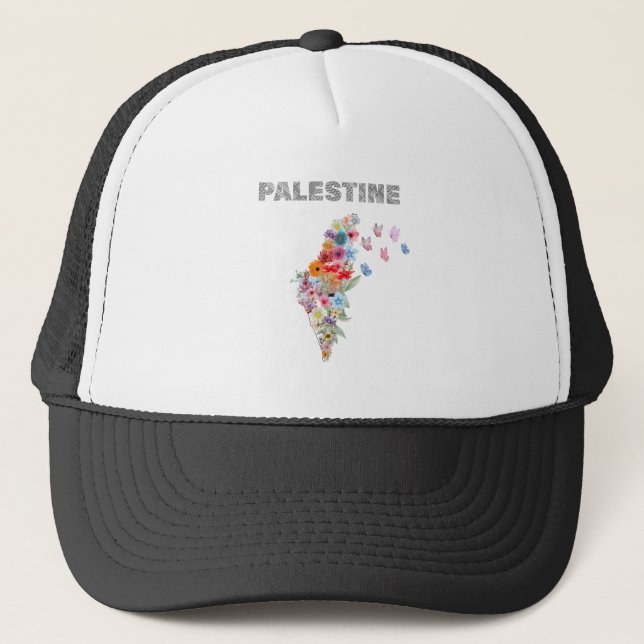 Boné Design de Mapa da Palestina Floral | Pro Palestina (Frente)