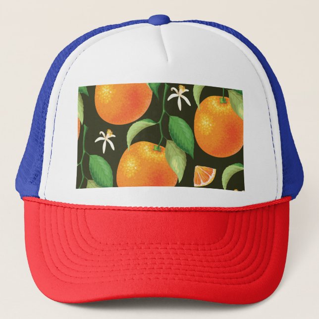 Boné Design de padrão laranja perfeito e brilhante. (Frente)