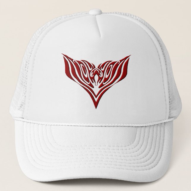 Boné Design de Tatuagem Tribal de Pássaro Vermelho (Frente)