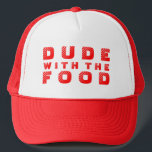 Boné Design de texto Vermelho Com A Comida<br><div class="desc">Design de texto bonito,  engraçado,  cara,  com a comida em vermelho. Texto e cor do texto que podem ser alterados.</div>