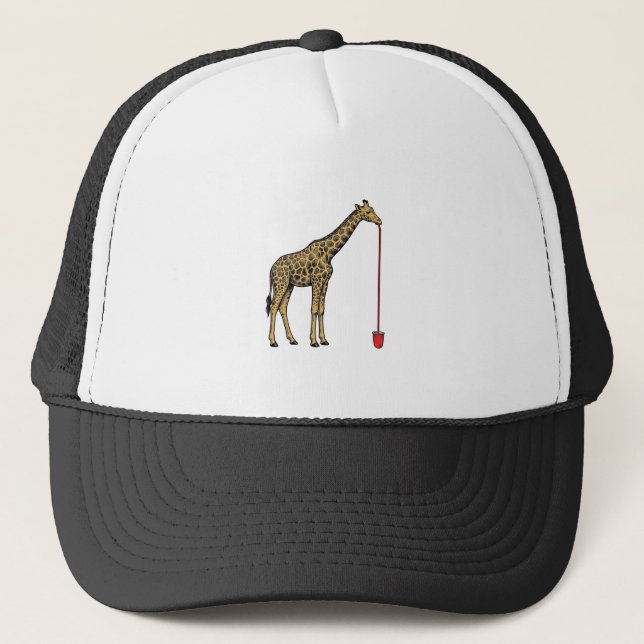 Boné Design de Vetor de Canudo de Bebida de Girafa Vint (Frente)