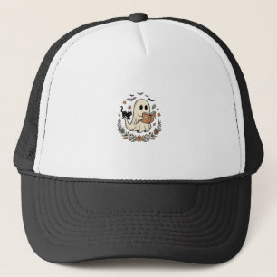 Boné Design de Vetor Floral de Gato Fantasma Vintage Ha