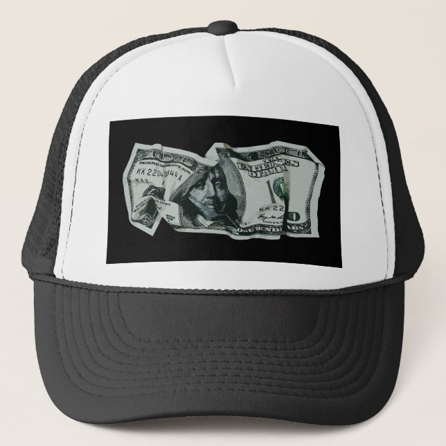 Boné Design Moderno da Nota de $100 Amassada (Frente)