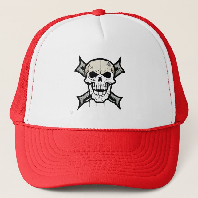 Boné "Design sem rosto: Caveira e ossos cruzados" (Frente)