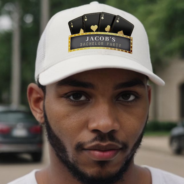 Boné Despedida de Solteiro Preto e Dourado com Ás de Po (Criador carregado)