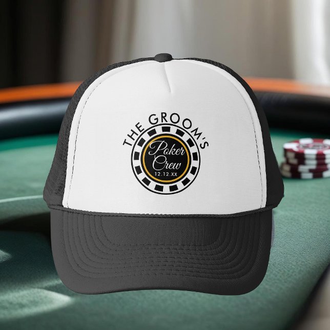 Boné Despedida de Solteiro Tripulação de Poker do Noivo (Perfect hat to wear at the Groom's Bachelor Poker Party. Add your name and date)