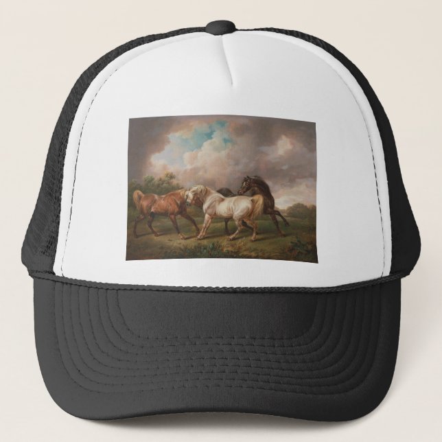 Boné Destino dos cavalos do óleo da pintura da arte de (Frente)
