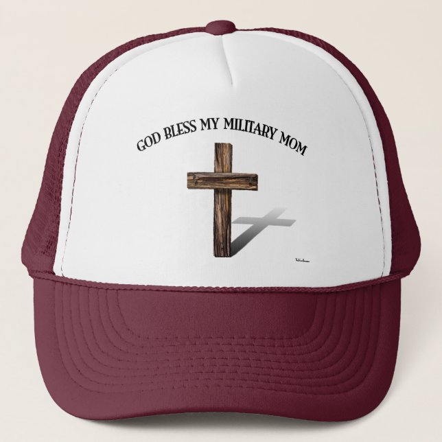 Boné DEUS ABENÇOE MINHA MÃE MILITAR com cruz robusta (Frente)