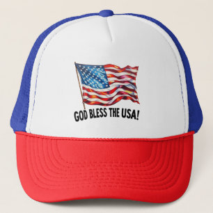 Boné Deus Abençoe os EUA Arte da Bandeira Americana Ond