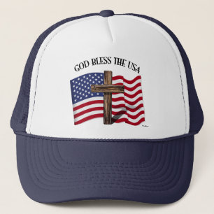 Boné DEUS ABENÇOE OS EUA com cruz robusta & bandeira do