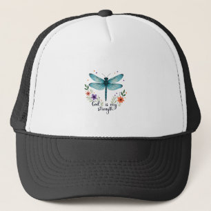 Boné Deus é minha força Floral Libélula Camiseta Cristã