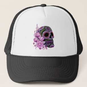 Boné Dia da Morte - Pano De Açúcar Preto, Floral, Rosa