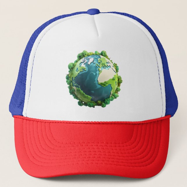 Boné Dia da Terra - Terra Verde e Azul com árvores (Frente)