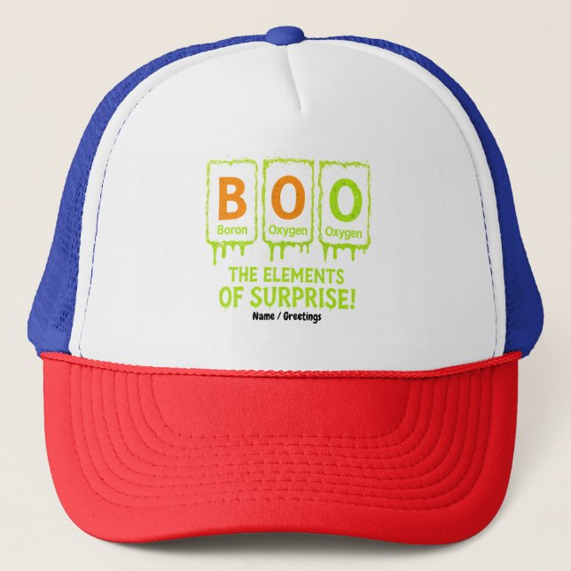 Boné Dia de as Bruxas engraçado Boo Elements Science Su (Frente)