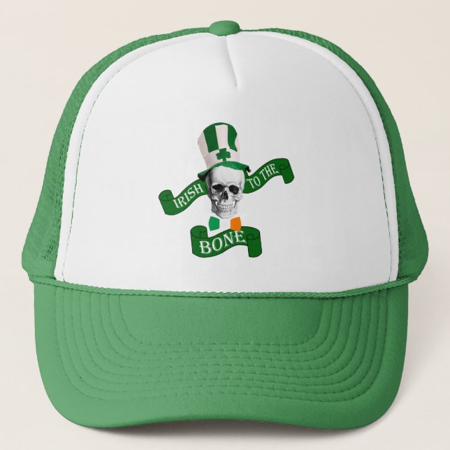 Boné Dia de São Patrício de esqueleto patriótico engraç (Frente)