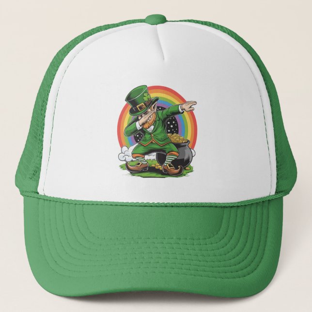 Boné Dia de São Patrício Leprechaun Dab Dança Dabbing  (Frente)