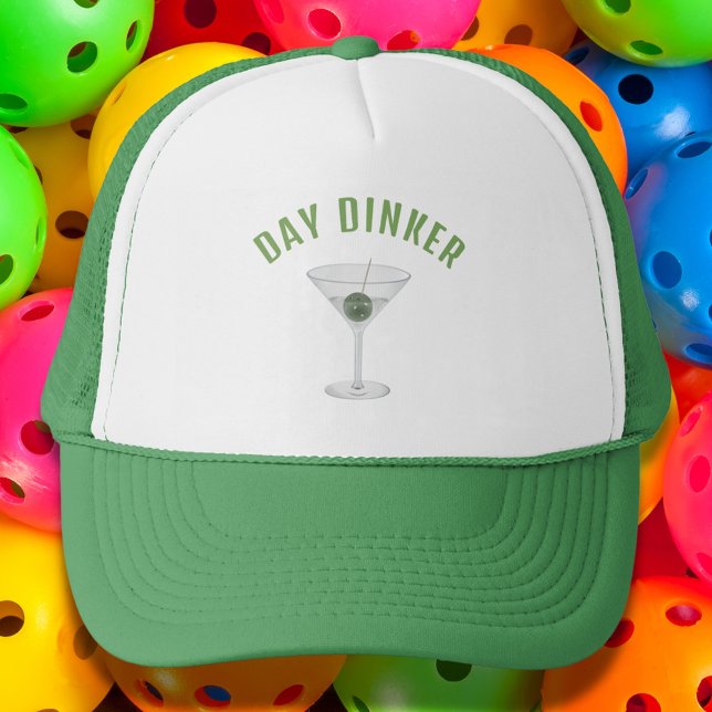Boné Dia Divertido de Bebedeira Personalizado Picklebal (Funny Day Dinker hat with a pickleball martini)