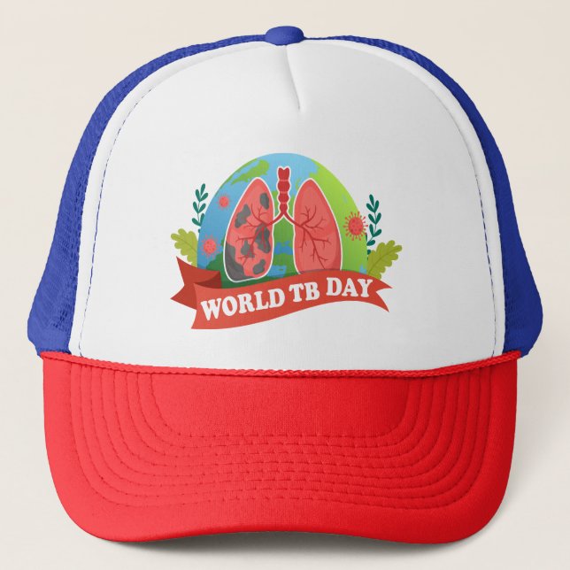 Boné Dia Mundial da Tuberculose Saúde Doença Vermelha A (Frente)