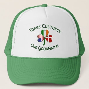 Boné Dinamarca Irlanda EUA Trevo Bandeira Personalizada