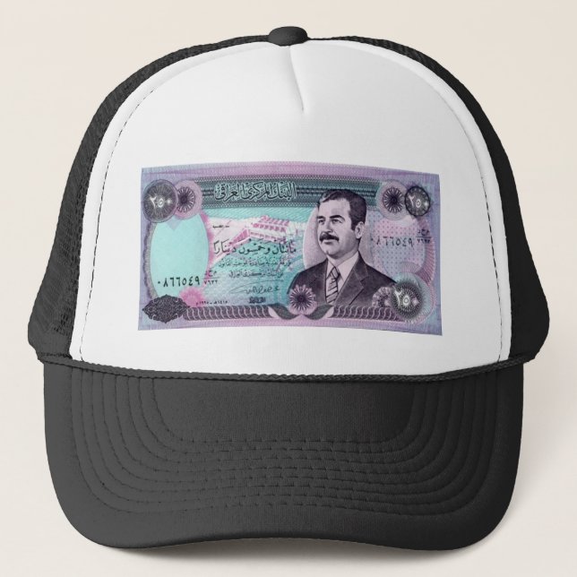 Boné Dinar iraquiano com Saddam Hussein (Frente)