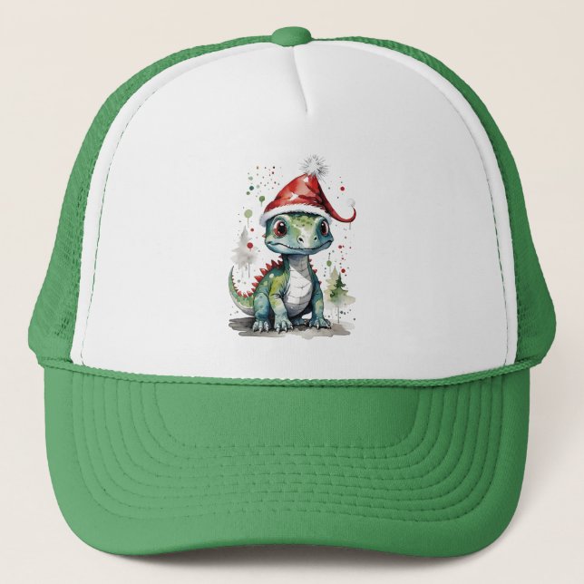 Boné Dinossauro de Natal em Santa Hat (Frente)