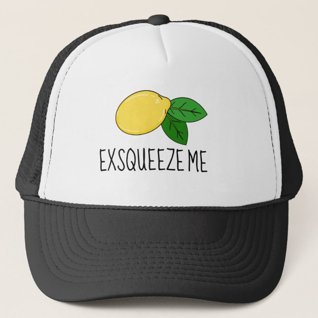 Boné Diversão do chapéu "Exsqueeze Me" com Design Lemon (Frente)
