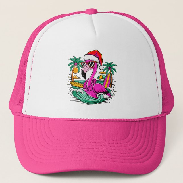 Boné Diversão Festiva de Flamingo no Paraíso (Frente)