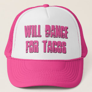 Boné Diversão Will Dance para Tacos Pink Trucker Hat