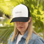 Boné DIY Trucker Hat | Texto personalizado, nome, monog<br><div class="desc">Você é o "Faça você mesmo"? Agora você pode fazer seu próprio chapéu de caminhoneiro personalizado com nosso modelo de DIY fácil de usar. Adicionar um nome. Iniciais. Um monograma. Uma foto. Um logotipo ou outra imagem. Escolha sua própria cor de fundo também. Vá em frente, seja criativo e Simplesmente...</div>