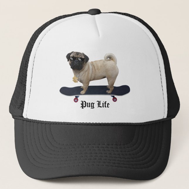 Boné do camionista da vida do Pug (Frente)