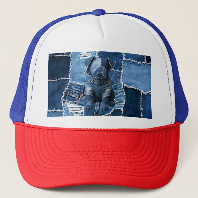 Boné Dog Patchwork Art Denim (Frente)