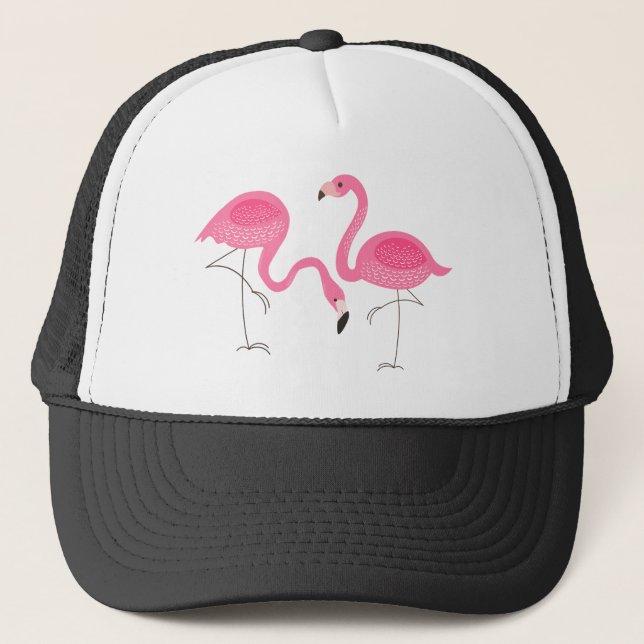 Boné Dois Flamingos Rosa Ilustração Simples (Frente)