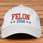 Boné Donald Trump 2024 Condenado Felon<br><div class="desc">Donald Trump 2024, este chapéu engraçado para o pai, marido, amigo apoiador Trump faz uma declaração ousada. Felon 2024 com estrelas brancas e azuis vermelhas em um chapéu clássico com uma mensagem de orgulho patriótico! Legal chapéu vermelho popular que apóia a campanha política Vote em Donald Trump 2024 com esta...</div>