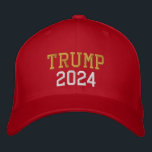 Boné Donald Trump para o Presidente Red Dourado das Ele<br><div class="desc">"Trump 2024" Red,  falso ouro e azul,  legal,  bordado boné / chapéu para os americanos mostrarem seu apoio a Donald Trump para presidente nas eleições presidenciais de 2024. Faz eleições excelentes / presente político para a família,  amigos e para você.</div>