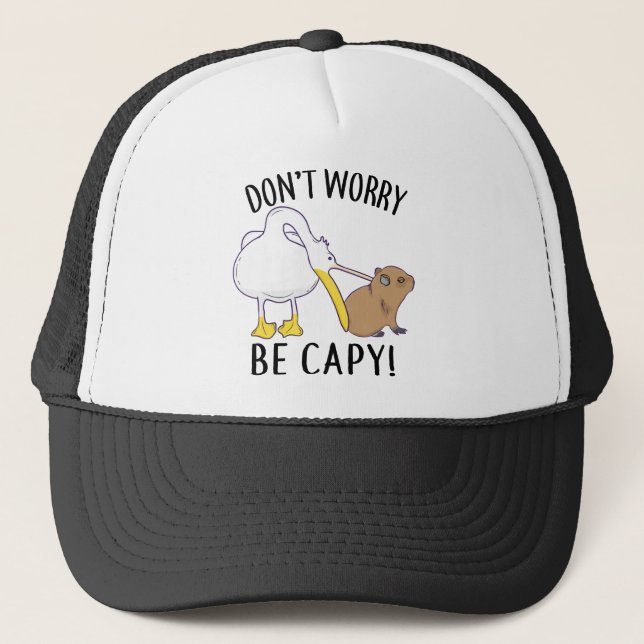 Boné Don't Worry, Be Capy. Capybara Orange Unbothered (Frente)