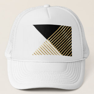 Boné Dourada Geométrica Branca Preta - Design moderna