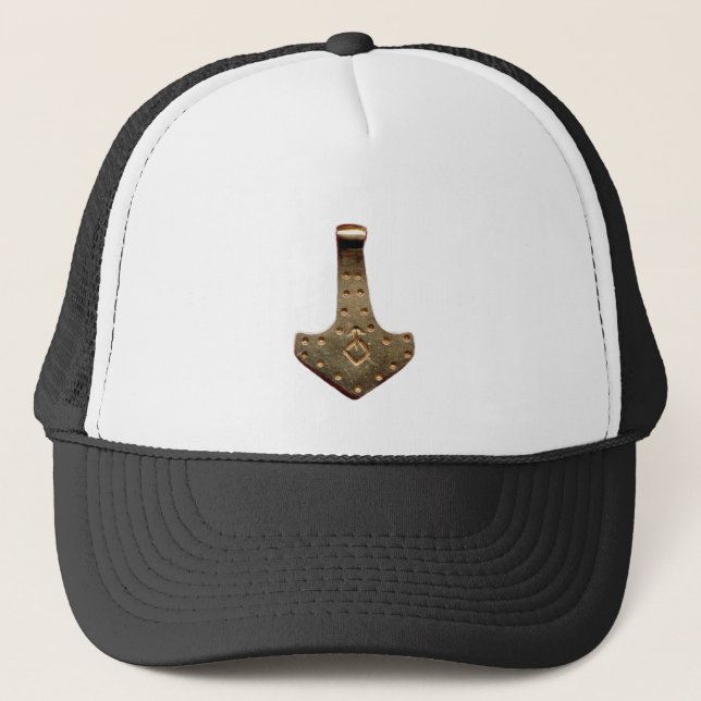 Boné Dourado Thor Hammer - chapéu preto e branco (Frente)