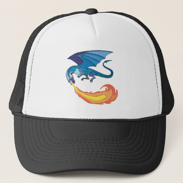 Boné dragão azul soprando fogo (Frente)