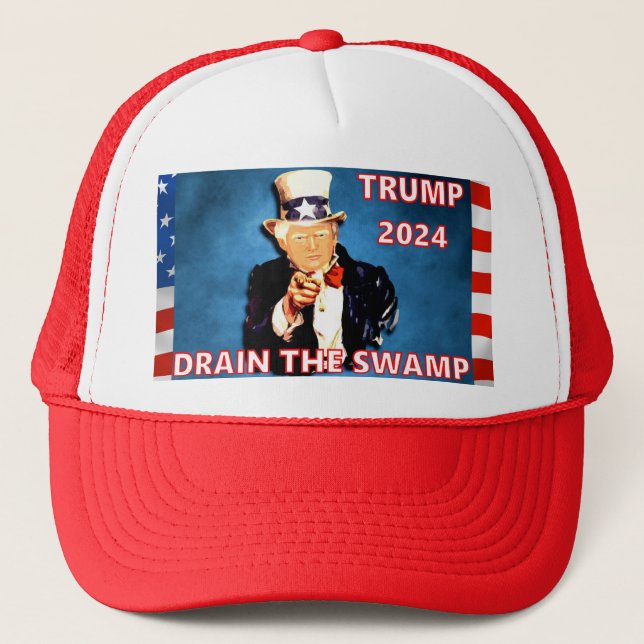 Boné Drain The Swamp Donald Trump 2024 Hat (Frente)